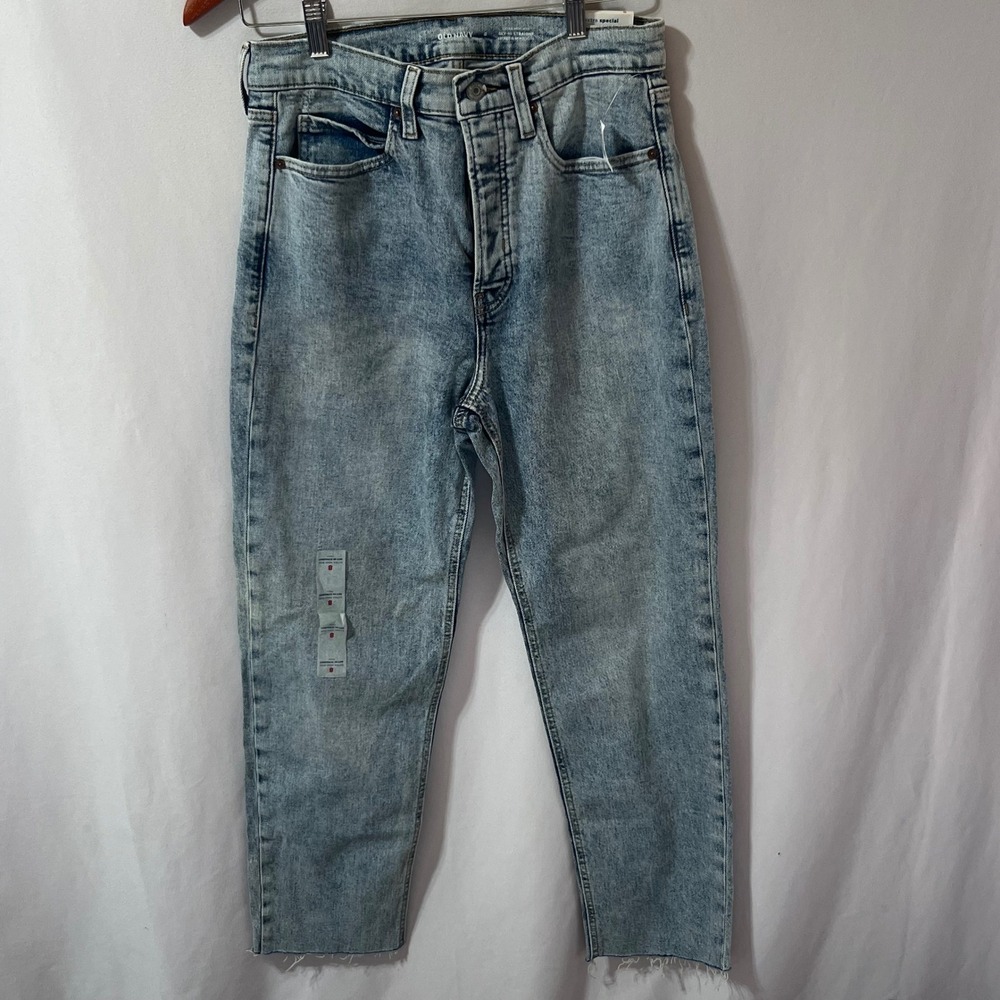 Old Navy Sky-Hi Straight Ankle Jeans Light Acid Wash Button Fly Size 8 NEW